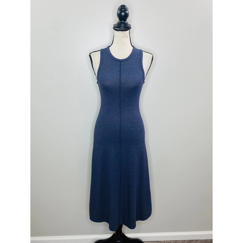 Lunya Restore Midi Dress Women XS Navy Stretch Sleeveless Loungewear Casual Luxe